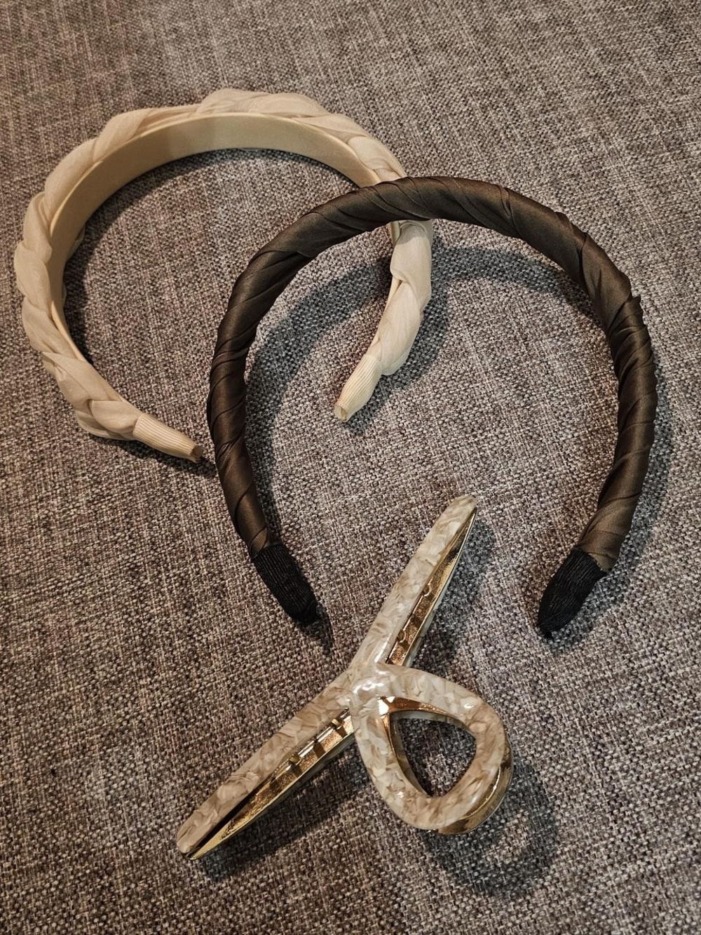 Neutral and Brown Padded Headbands with Marbled Hair Clip